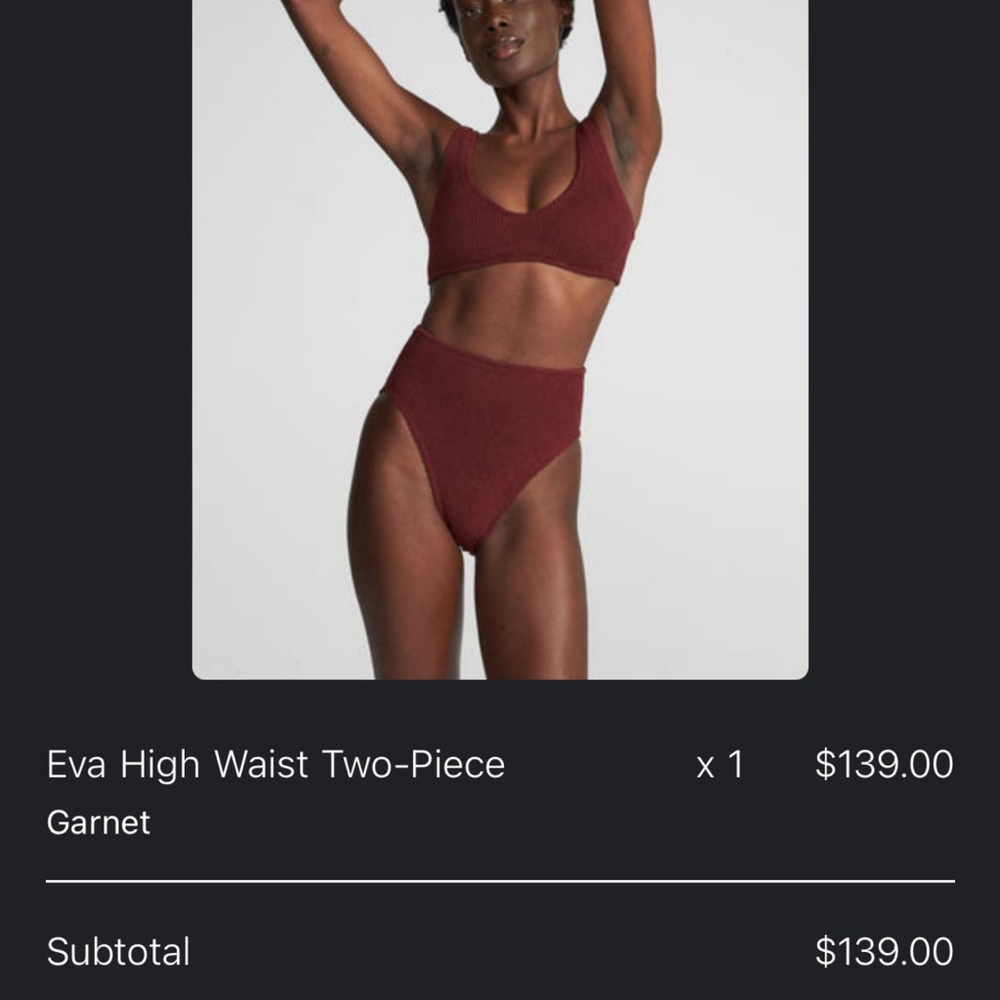 The Eva High Waist Two-Piece swimsuit garnet Stretch 1